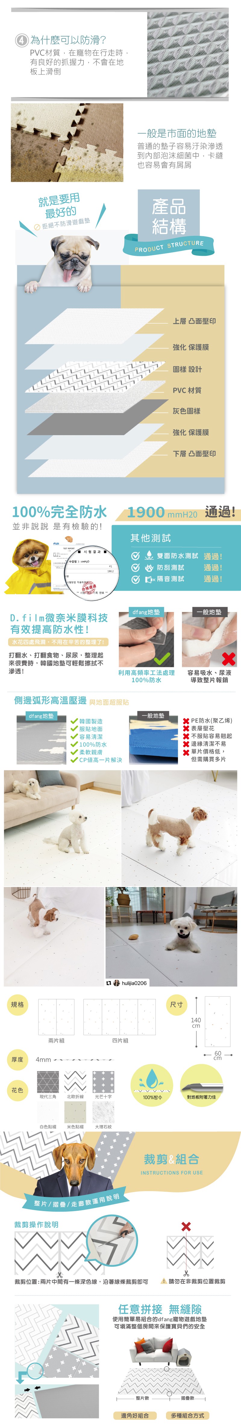 韓國製 dfang迪邦 寵物降溫遊戲地墊-摺疊款240*140cm (白色點綴4片組)