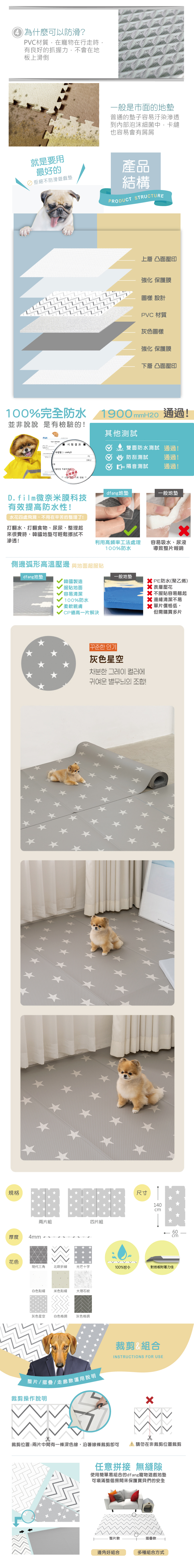 韓國製 dfang 迪邦 寵物降溫遊戲地墊-摺疊款240*140cm (灰色星空4片組)