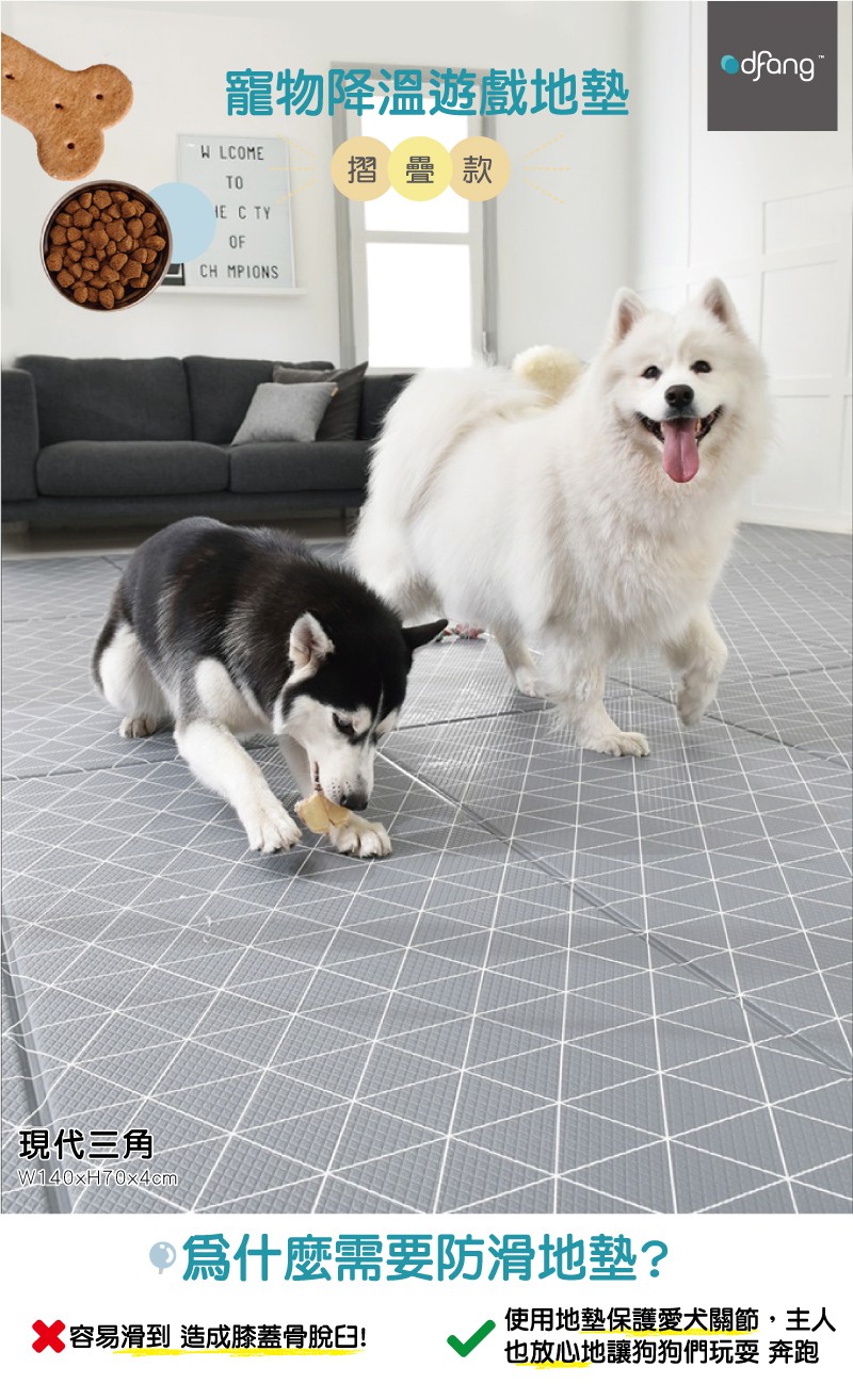 韓國Dfang迪邦保寵物降溫遊戲地墊摺疊款現代三角2片組
